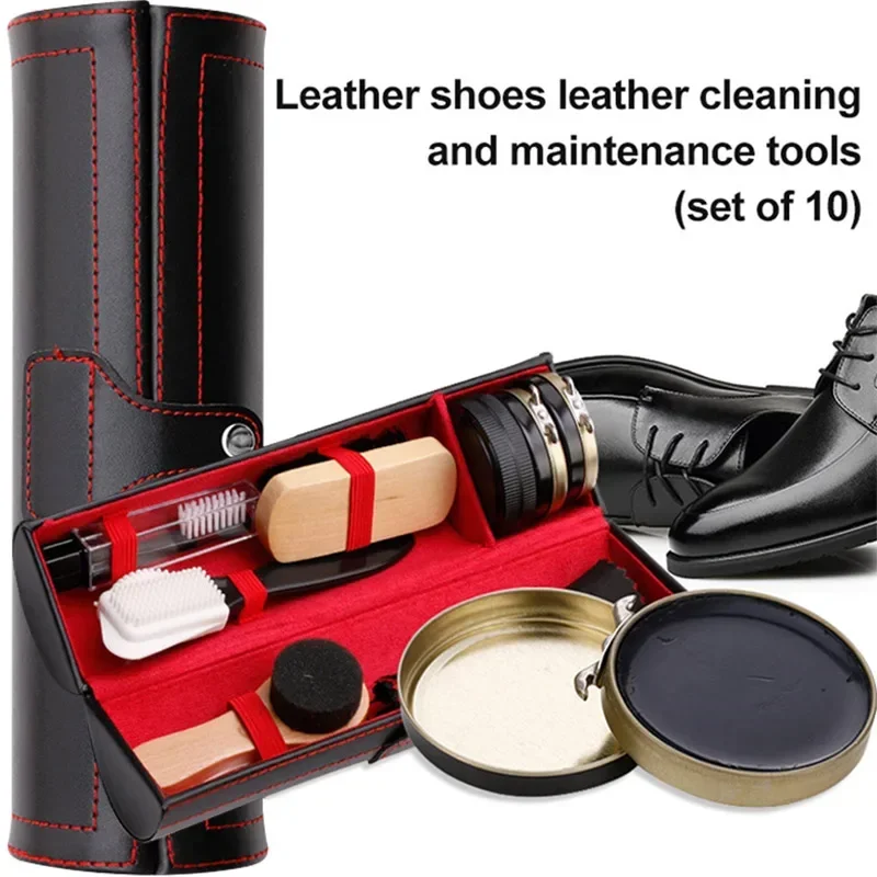 1set Leather Shoes Polish Set Brush Cleaning Kit Keep Shiny Clean Tools for Leather Shoes Care Kit Portable for Boots Sneakers thumbnail 3