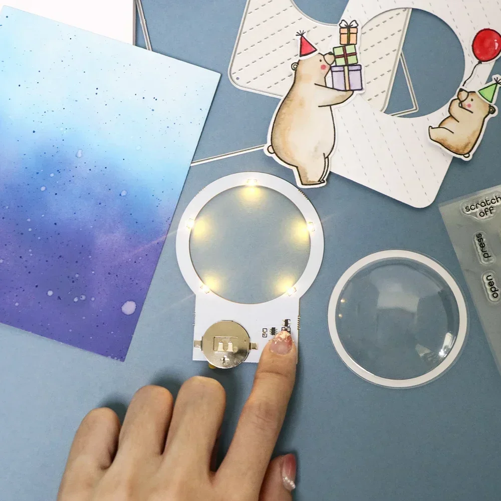 2-4pcs/set Self-Adhesive Light-Up Units with Warm White LEDs Halo Lights Kit for Making DIY Light-Up Cards Craft Without Battery thumbnail 4
