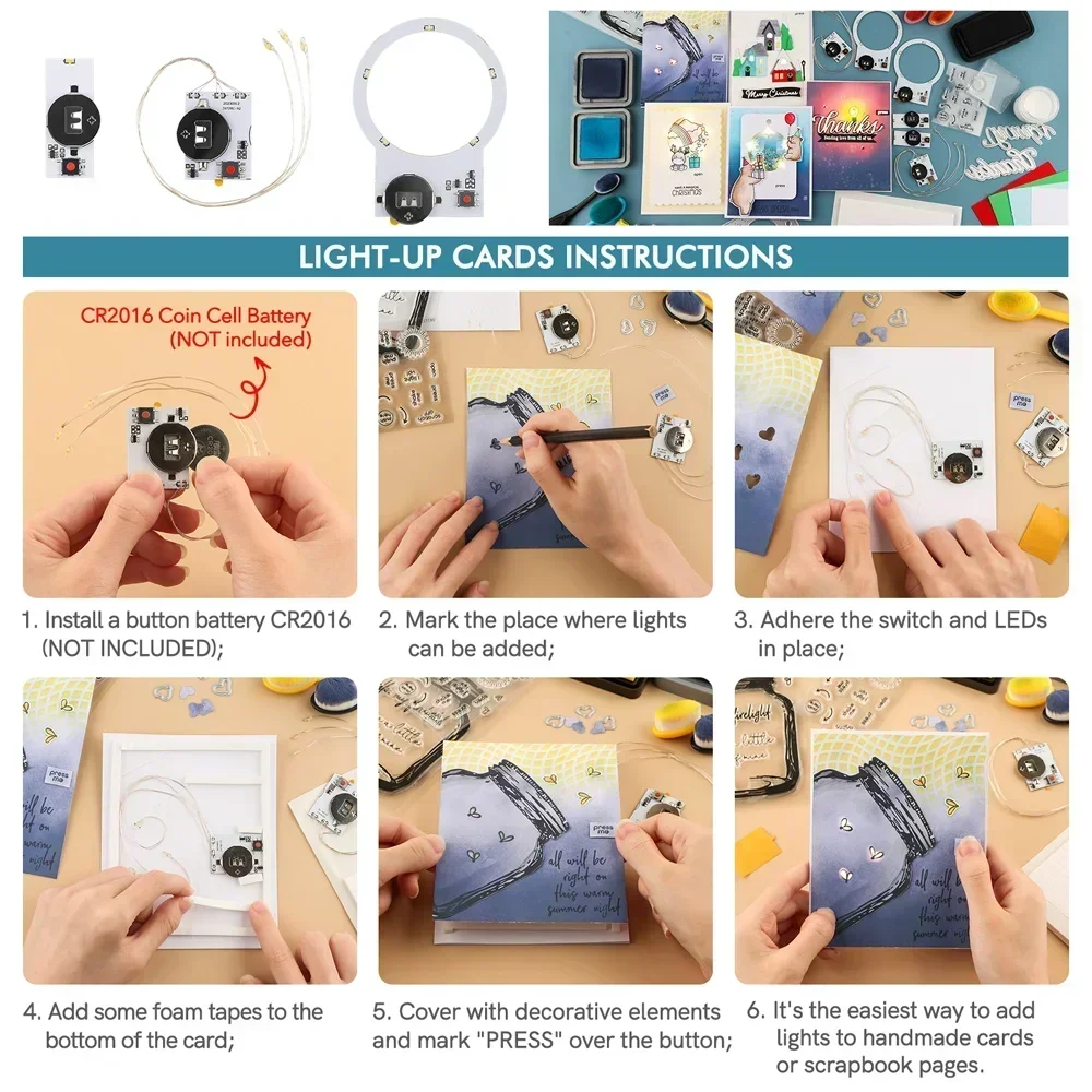 2-4pcs/set Self-Adhesive Light-Up Units with Warm White LEDs Halo Lights Kit for Making DIY Light-Up Cards Craft Without Battery thumbnail 6