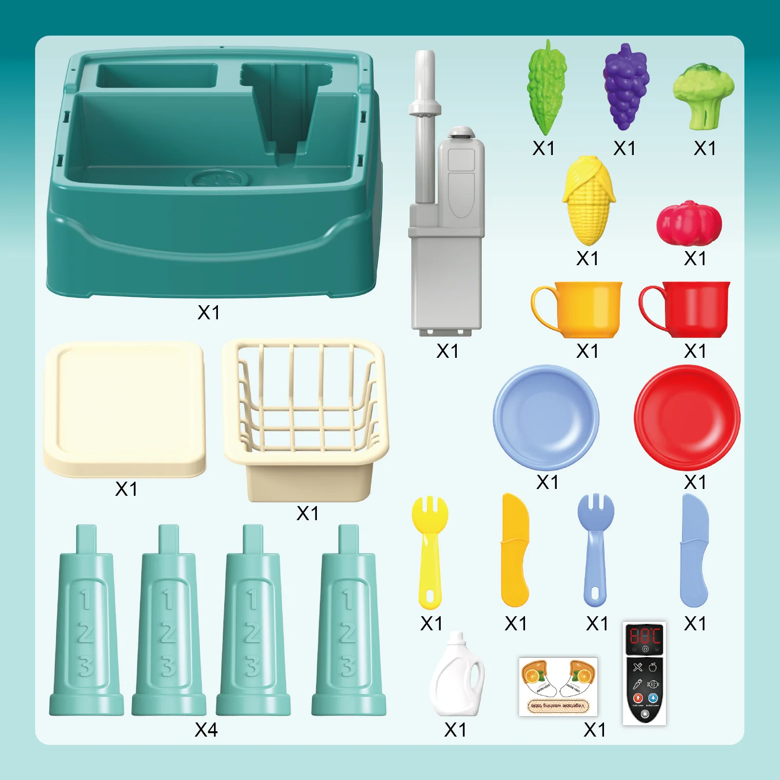 Play Sink with Running Water Kitchen Sink Toys with Electric Faucet Water Table Floating Pool Dishwasher Set for Toddler Girl thumbnail 6