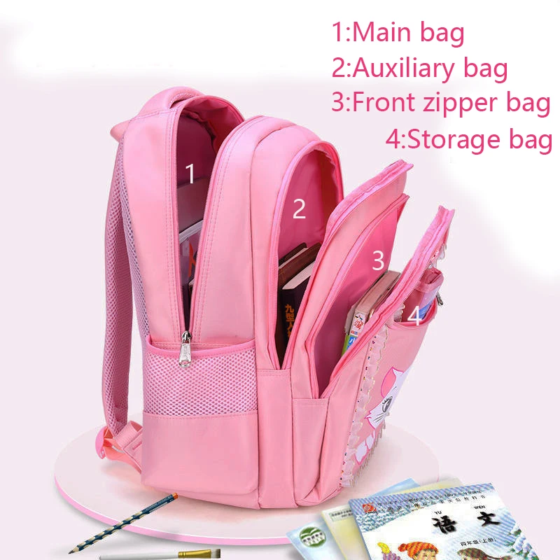 Children Backpack Pink Cute Cat Kindergarten Kid School Bag Backpack Girl Student Teenagers Waterproof Primary Bookbag SchoolBag thumbnail 4