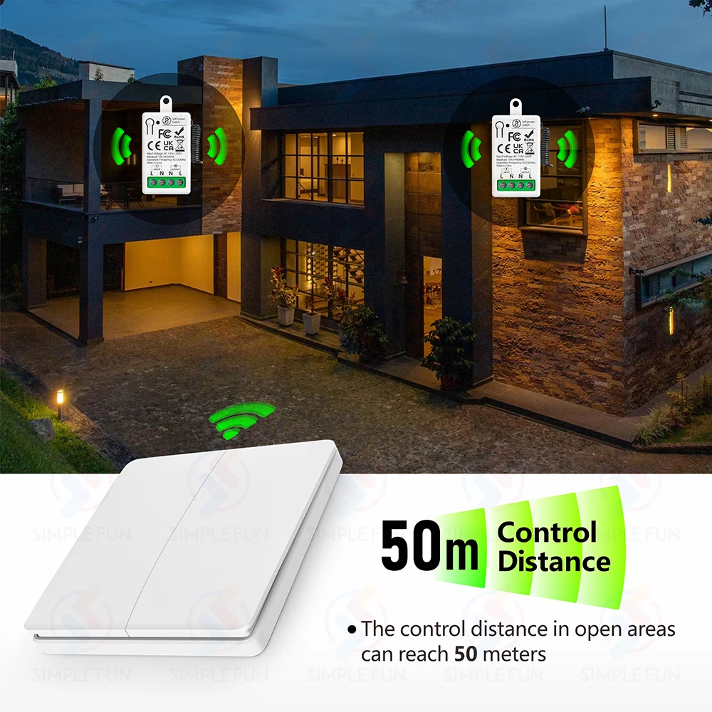 Mini RF Smart Light Switch 110V 220V 230V Self Power Wireless Wall Switch No Battery Support Power Restoration Status Setting thumbnail 6