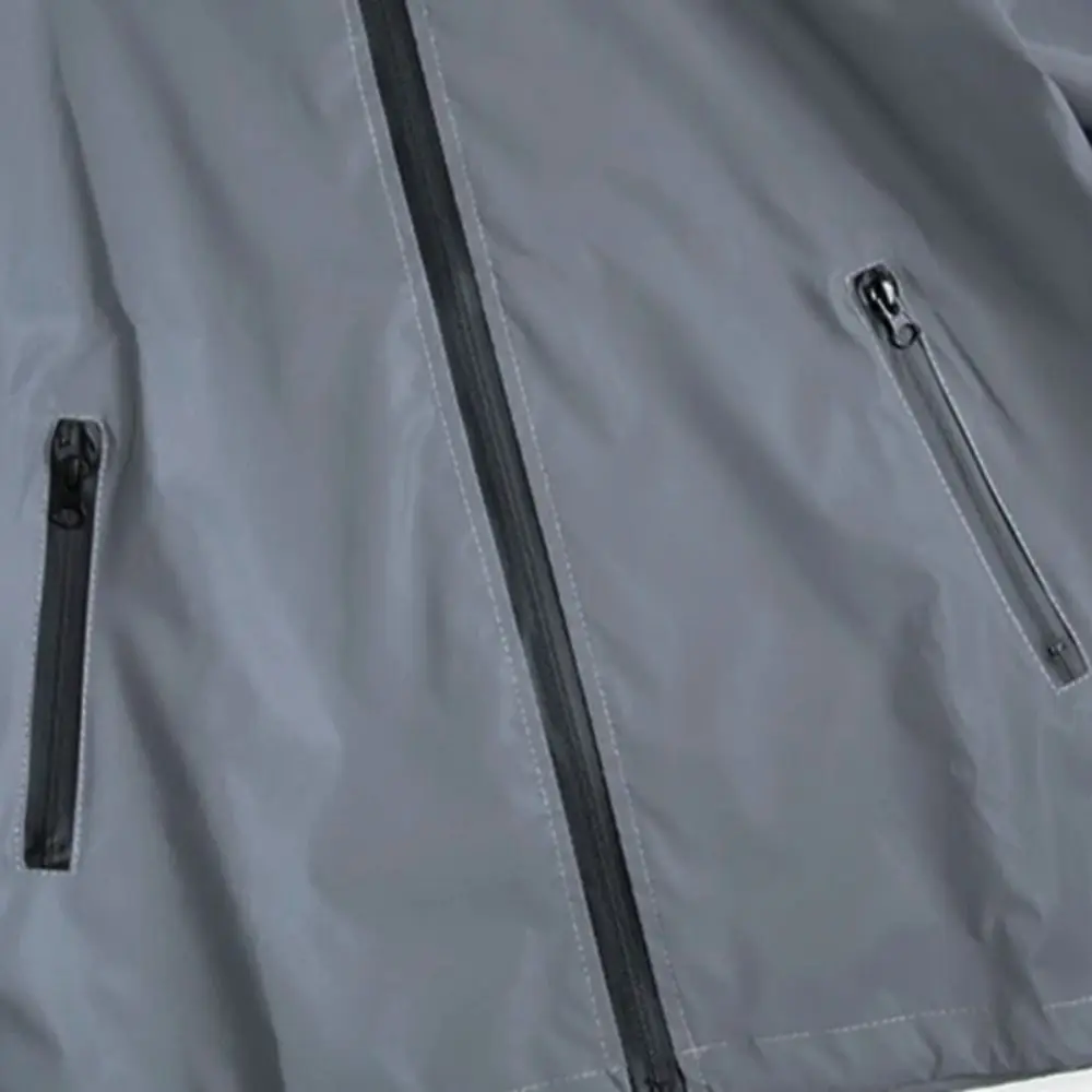Windproof Reflective Jackets Waterproof High Street Hooded Jacket Stylish Spring/Autumn Reflective Windbreaker Fashion thumbnail 4