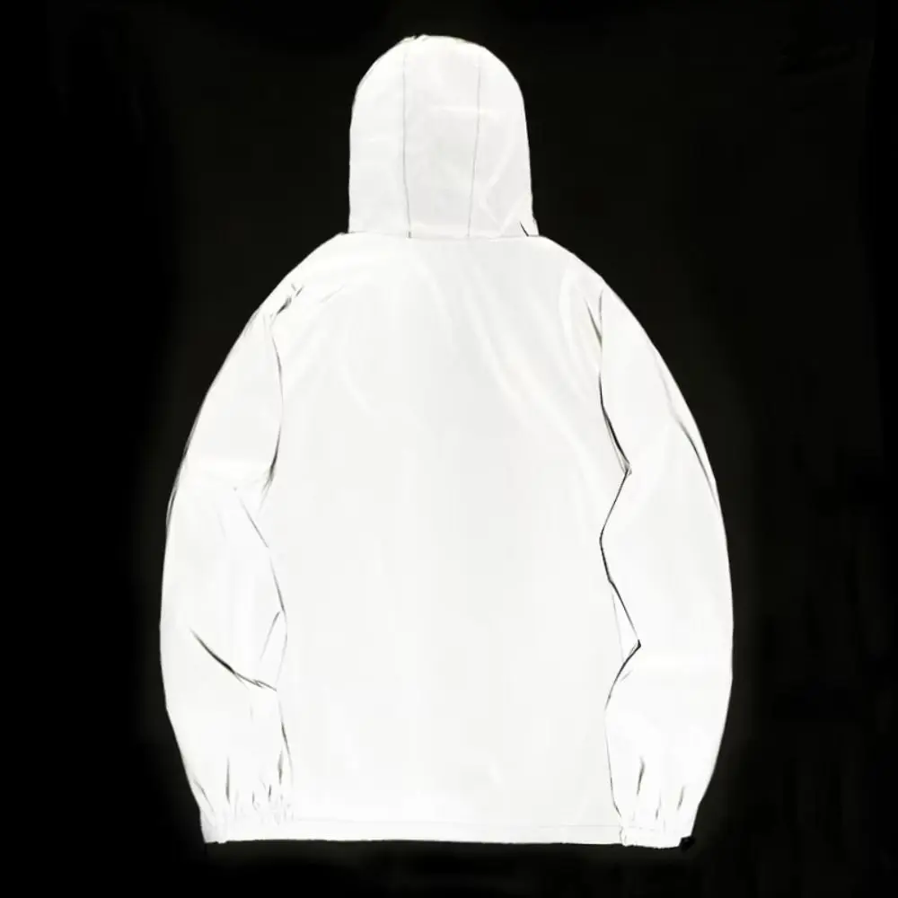 Windproof Reflective Jackets Waterproof High Street Hooded Jacket Stylish Spring/Autumn Reflective Windbreaker Fashion thumbnail 6