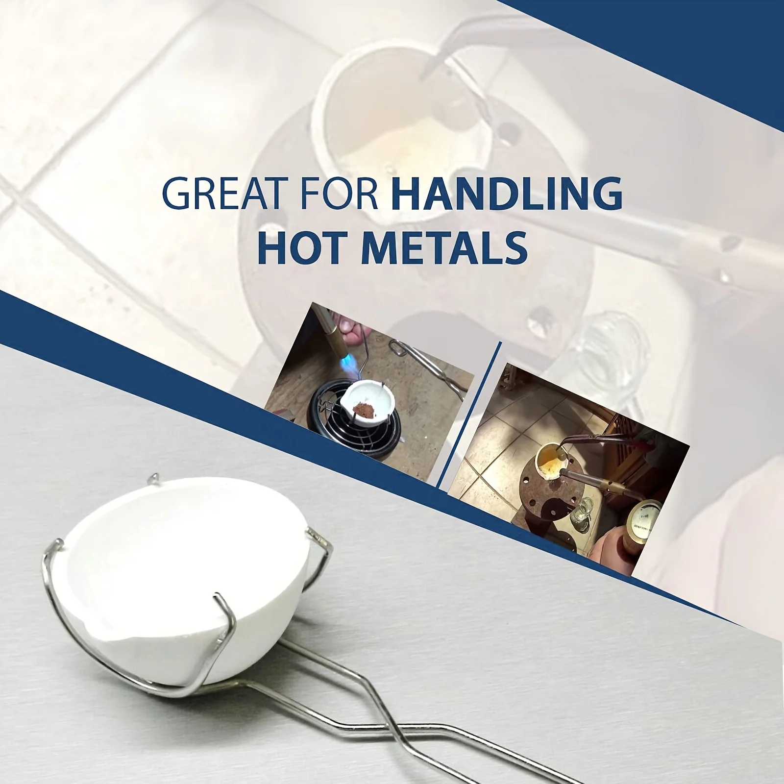 High-Temp Quartz Crucible Clip and Melting Bowl Set for Gold Silver Melting Jewelry Casting Metal Refining Furnace Tools thumbnail 3