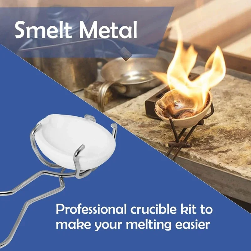 High-Temp Quartz Crucible Clip and Melting Bowl Set for Gold Silver Melting Jewelry Casting Metal Refining Furnace Tools thumbnail 5