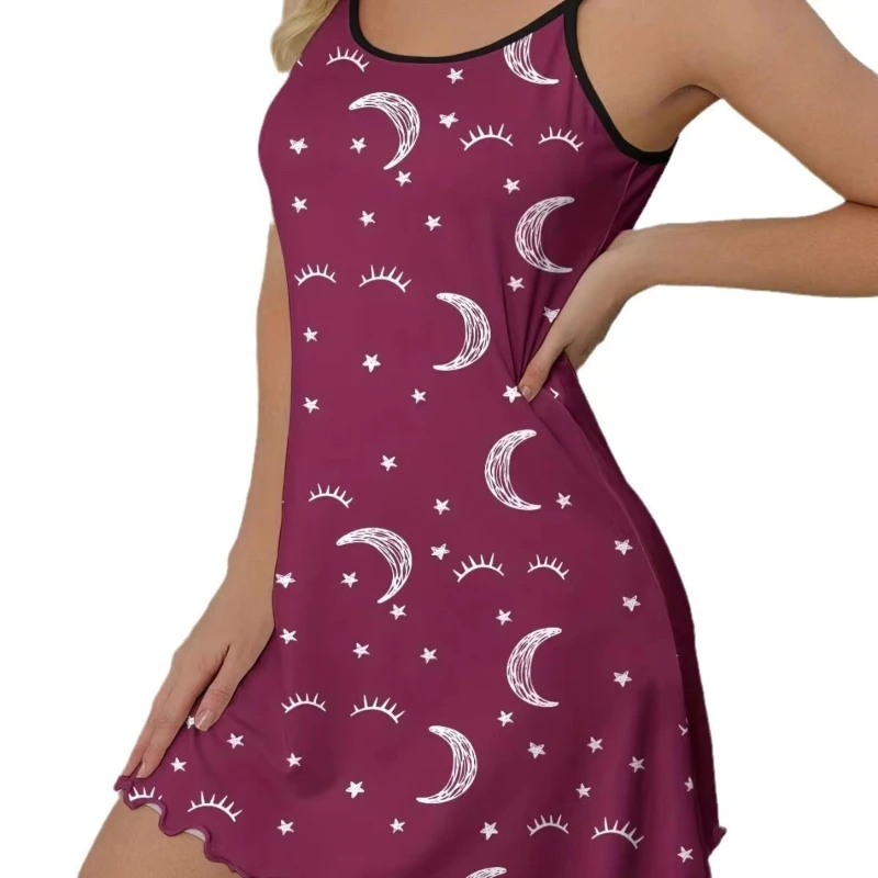 Sexy Pajamas Women's Silk Thin Suspender Nightdress Pink Nightgown Nightwear For Woman Home Clothes Sleepwear Ladies Mini Dress thumbnail 6