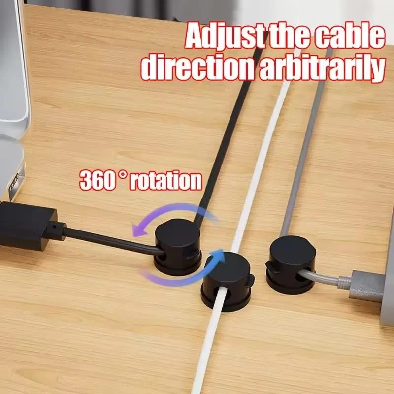 12/1pcs Magnetic Cable Clip Adjustable 360° Rotatable Cord Holder Under Desk Cable Wire Clamps Home Office Cables Clip Organizer thumbnail 3