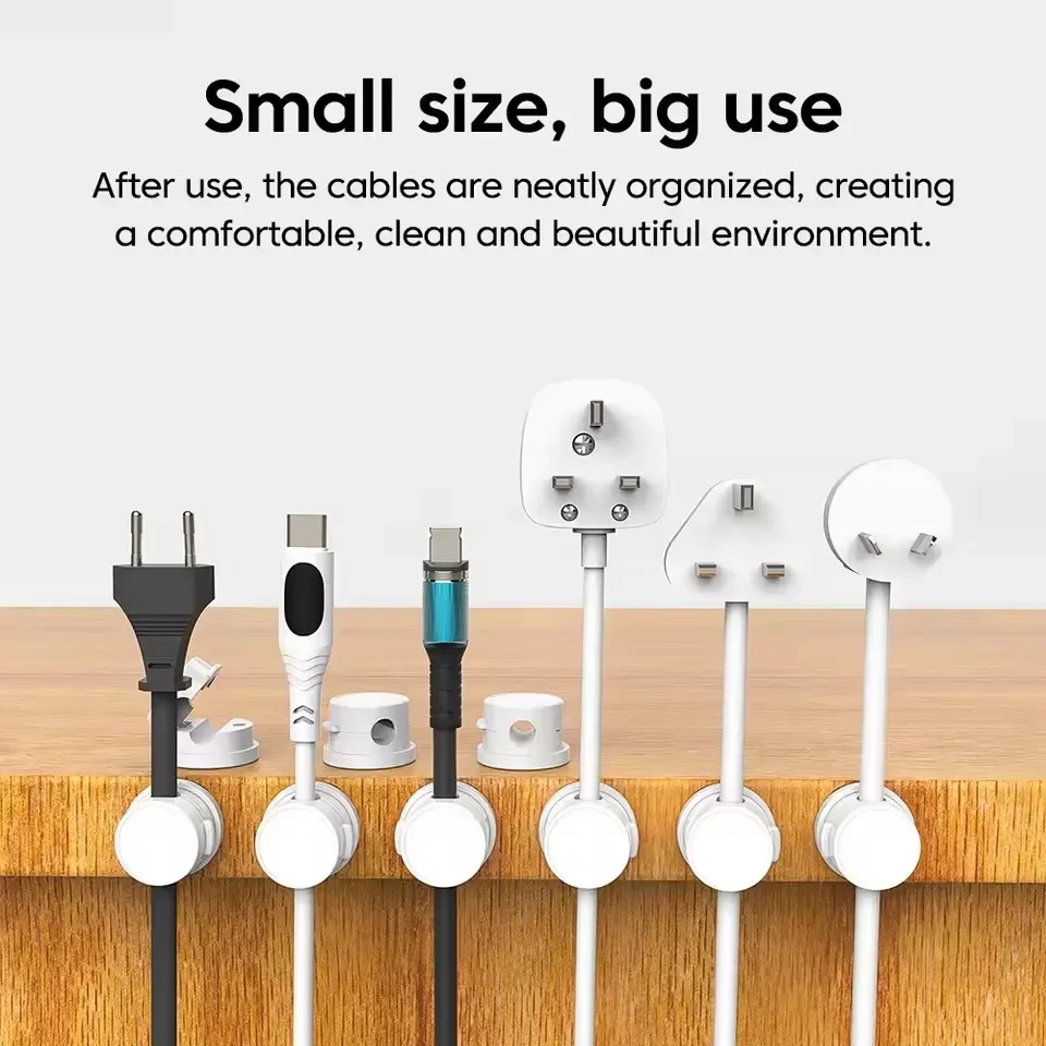 12/1pcs Magnetic Cable Clip Adjustable 360° Rotatable Cord Holder Under Desk Cable Wire Clamps Home Office Cables Clip Organizer thumbnail 2