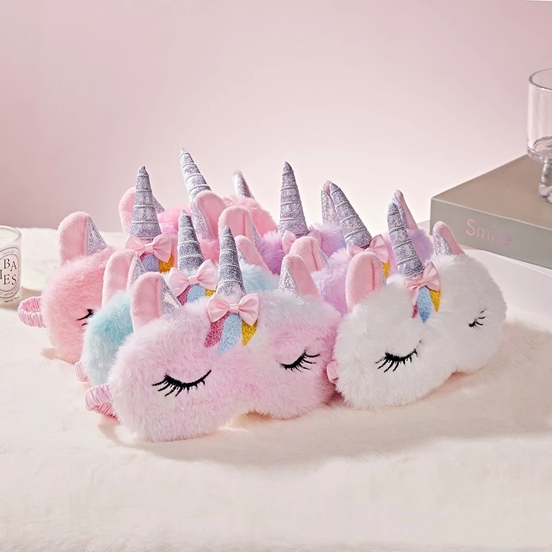 Cartoon Unicorn Party Anime Sleeping Mask Kids Gift Cute Blindfolds Travel Sleep Eye Band Shade Rest Eyepatch Plush Eye Cover