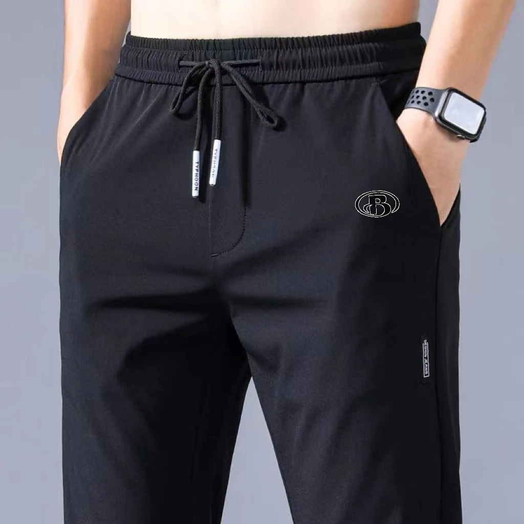 Summer men's ice silk quick drying casual pants slim fit Korean version ice silk pants sports pants straight tube quick drying p thumbnail 2