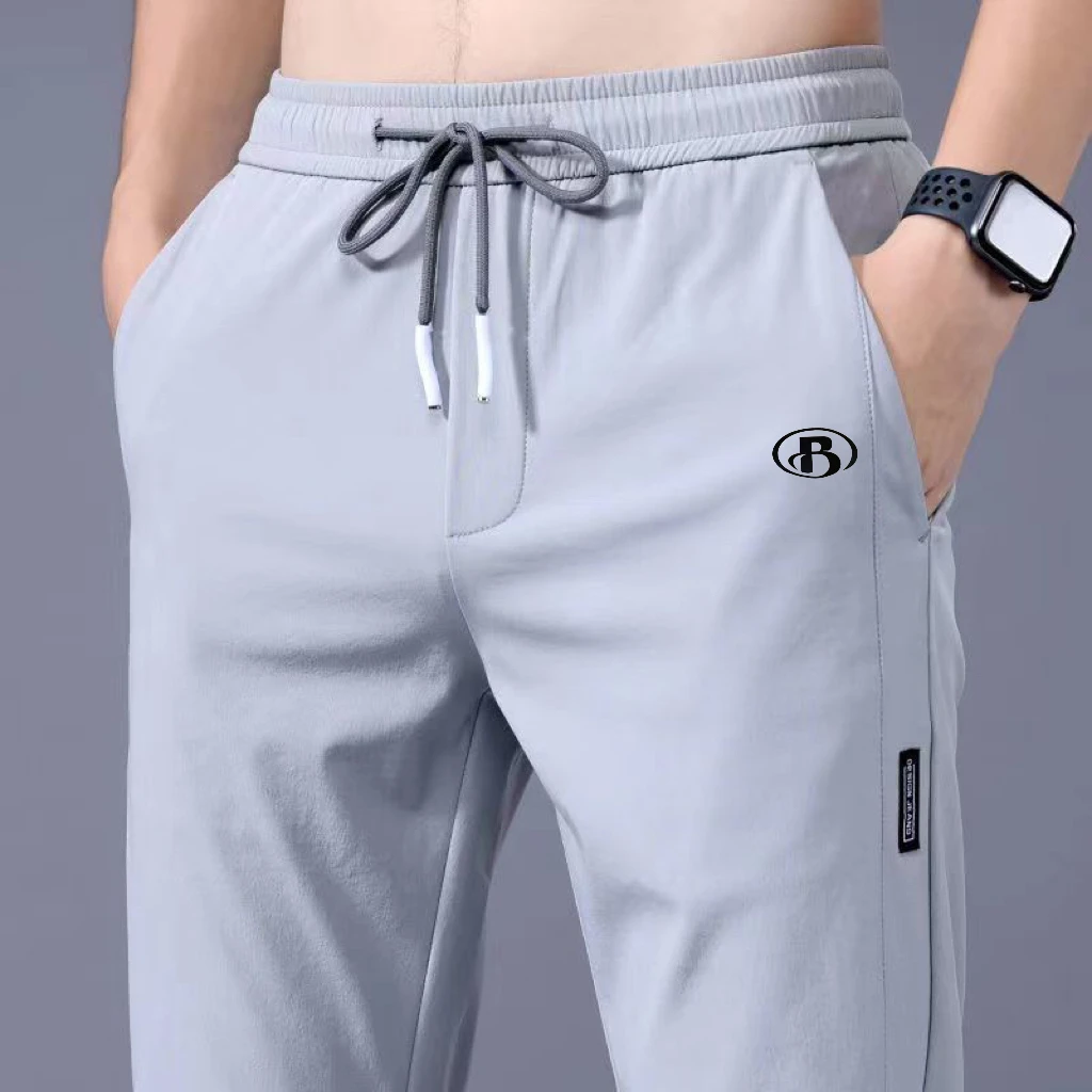 Summer men's ice silk quick drying casual pants slim fit Korean version ice silk pants sports pants straight tube quick drying p thumbnail 3