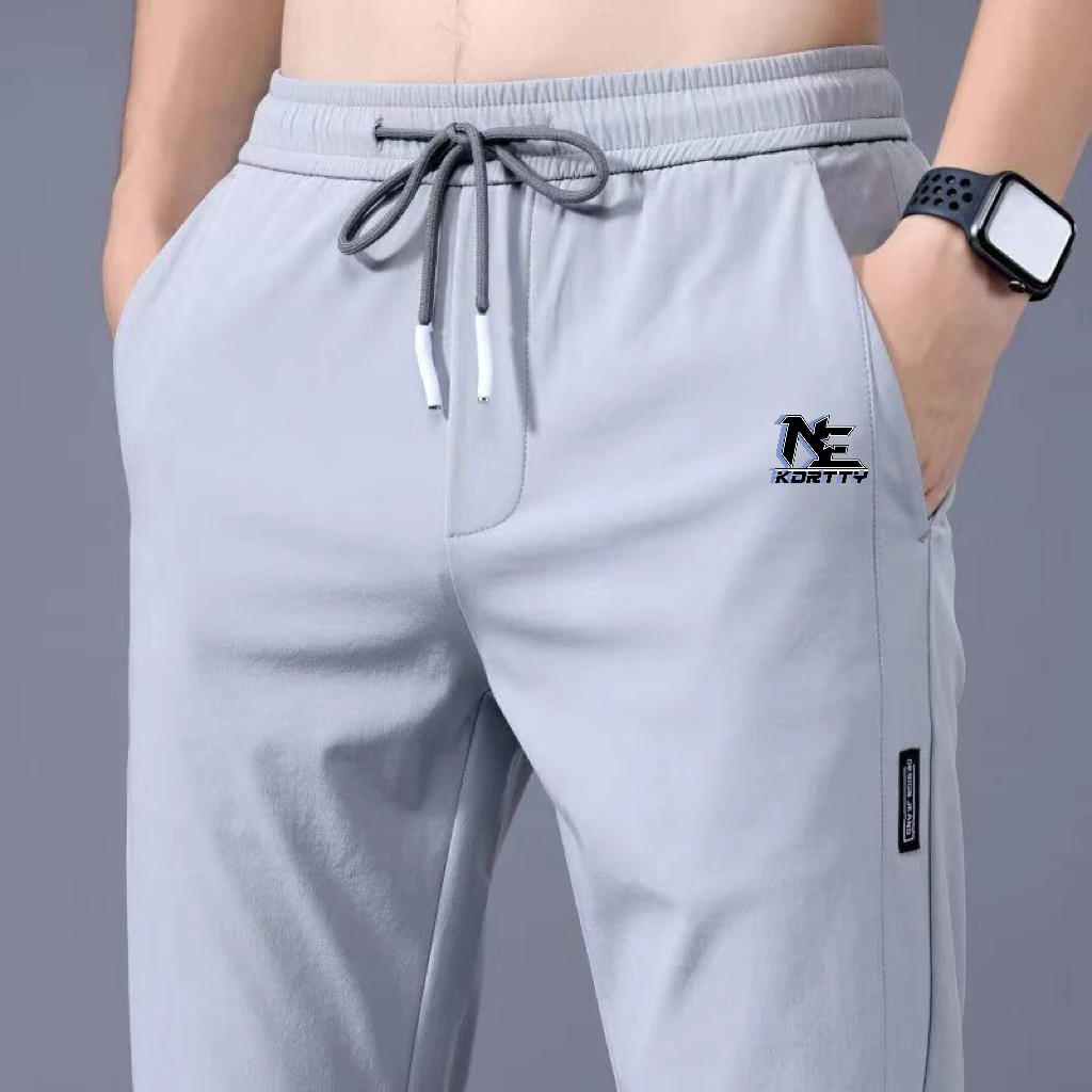 Summer men's ice silk quick drying casual pants slim fit Korean version ice silk pants sports pants straight tube quick drying p thumbnail 4