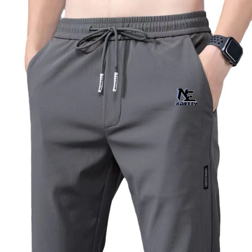 Summer men's ice silk quick drying casual pants slim fit Korean version ice silk pants sports pants straight tube quick drying p thumbnail 5