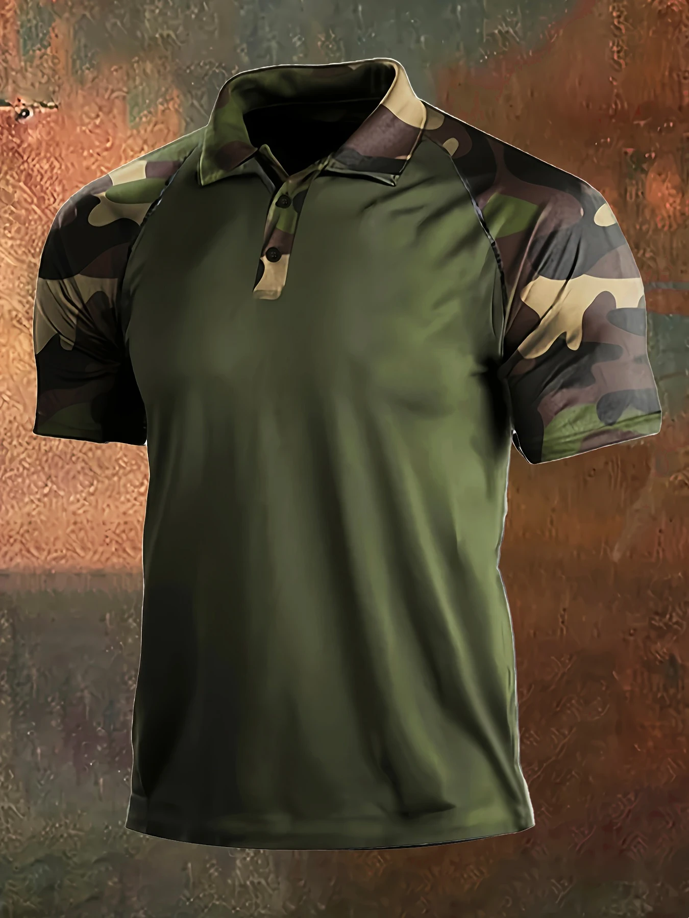 Camouflage Pattern Print Men's Slim Classic Simple Short-Sleeved Raglan Short-Sleeved Polo Shirt