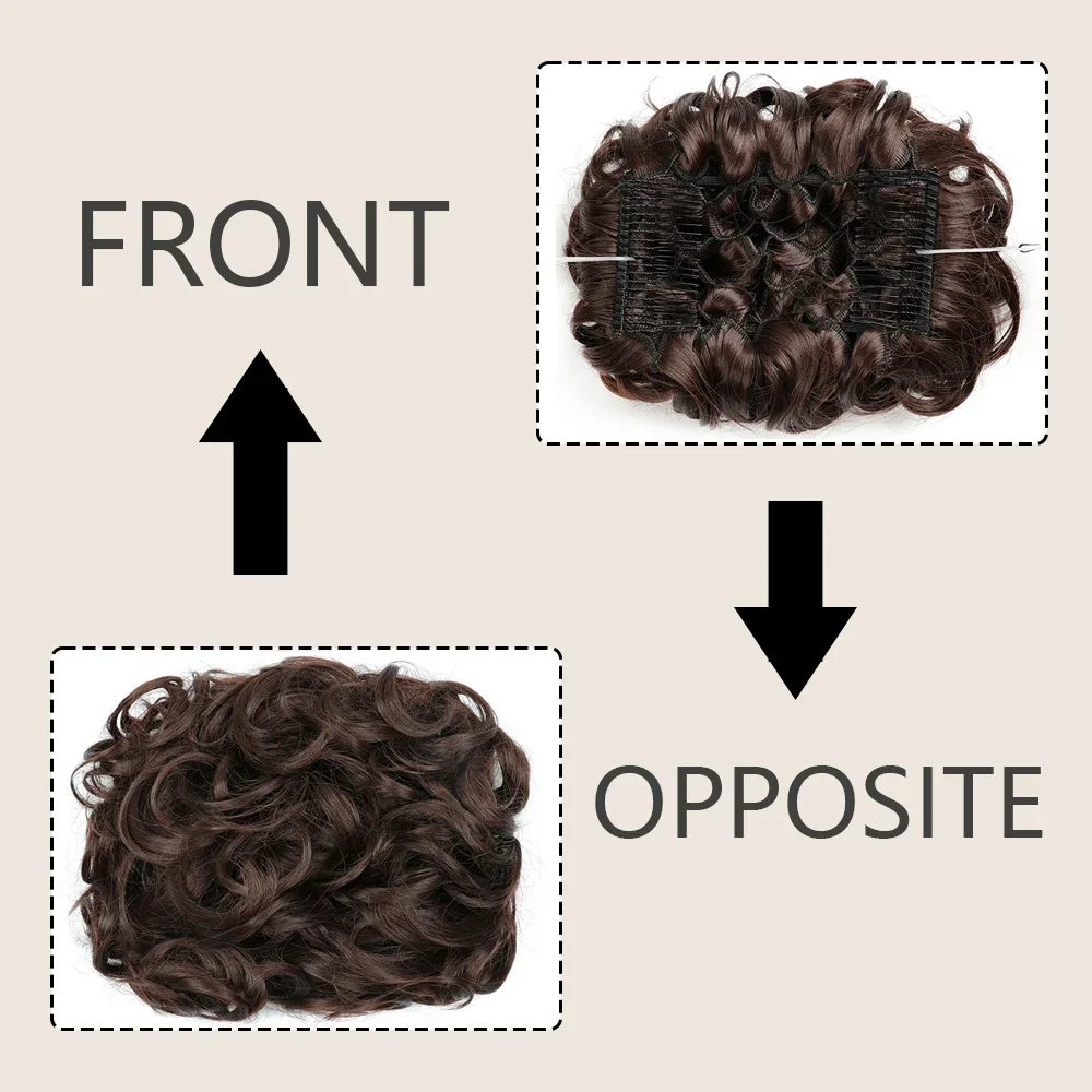 Synthetic Hair Bun Brown Blonde Curly Chignon Messy Bun Comb Clip In Hair Extension Updos Hairpieces For Women thumbnail 2