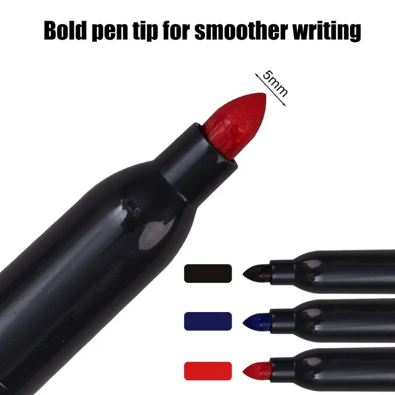 Marker Pen Fine Point Waterproof Durable Color Marker Pens Black Blue Red Waterproof Students School Office Stationery Supplies thumbnail 6