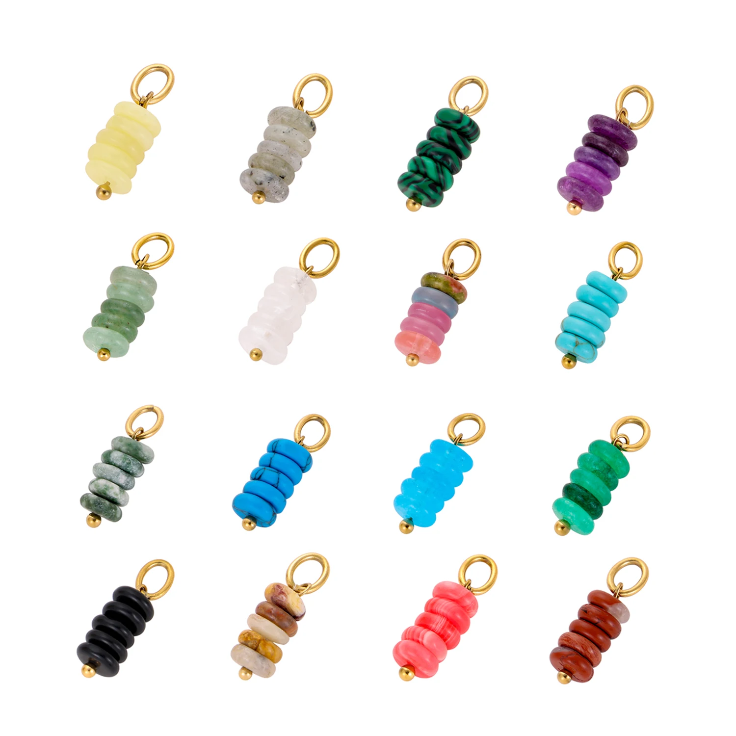 Muti color Natural Stone Beads Smooth Pendant Gold Plated Crystal Charm Pendant Accessories for DIY Necklace Jewelry Bracelet thumbnail 2