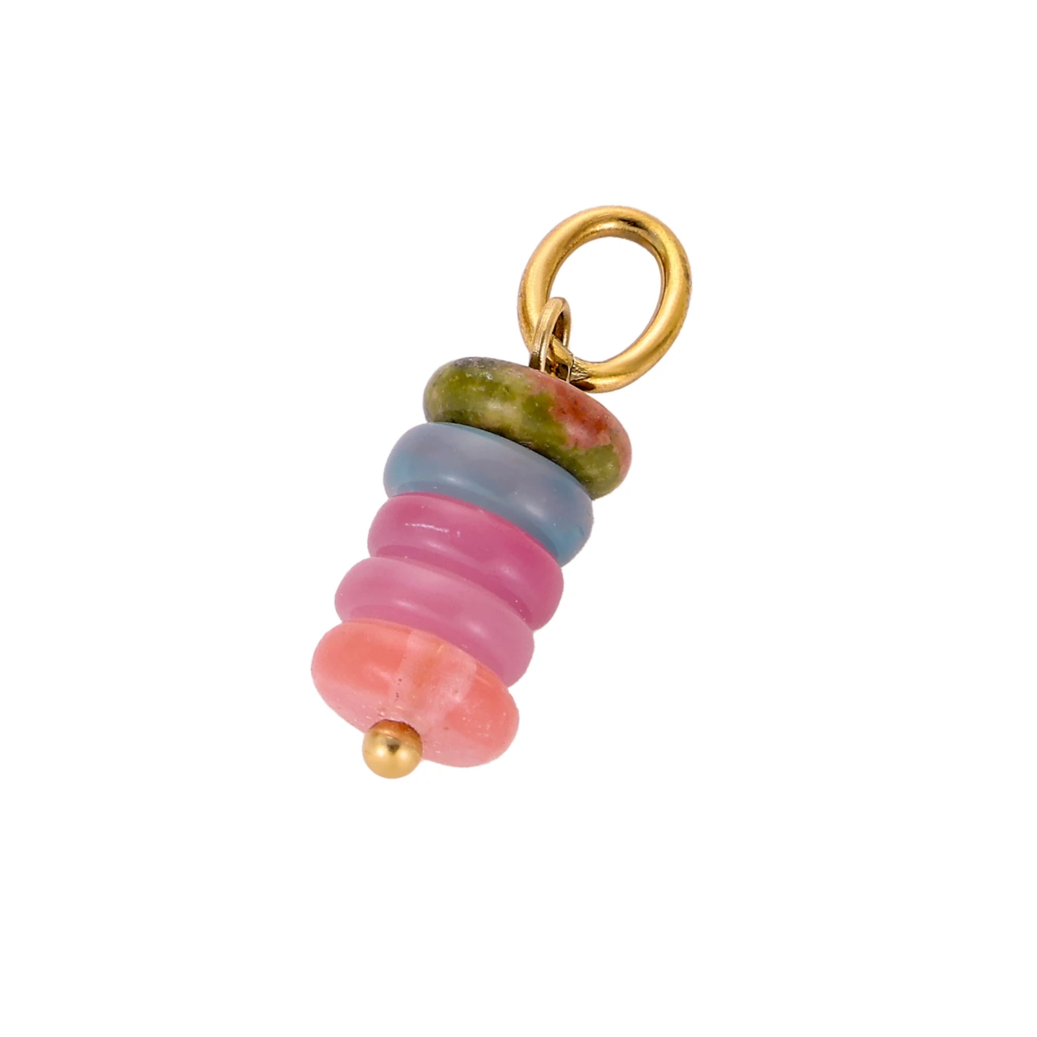 Muti color Natural Stone Beads Smooth Pendant Gold Plated Crystal Charm Pendant Accessories for DIY Necklace Jewelry Bracelet thumbnail 3
