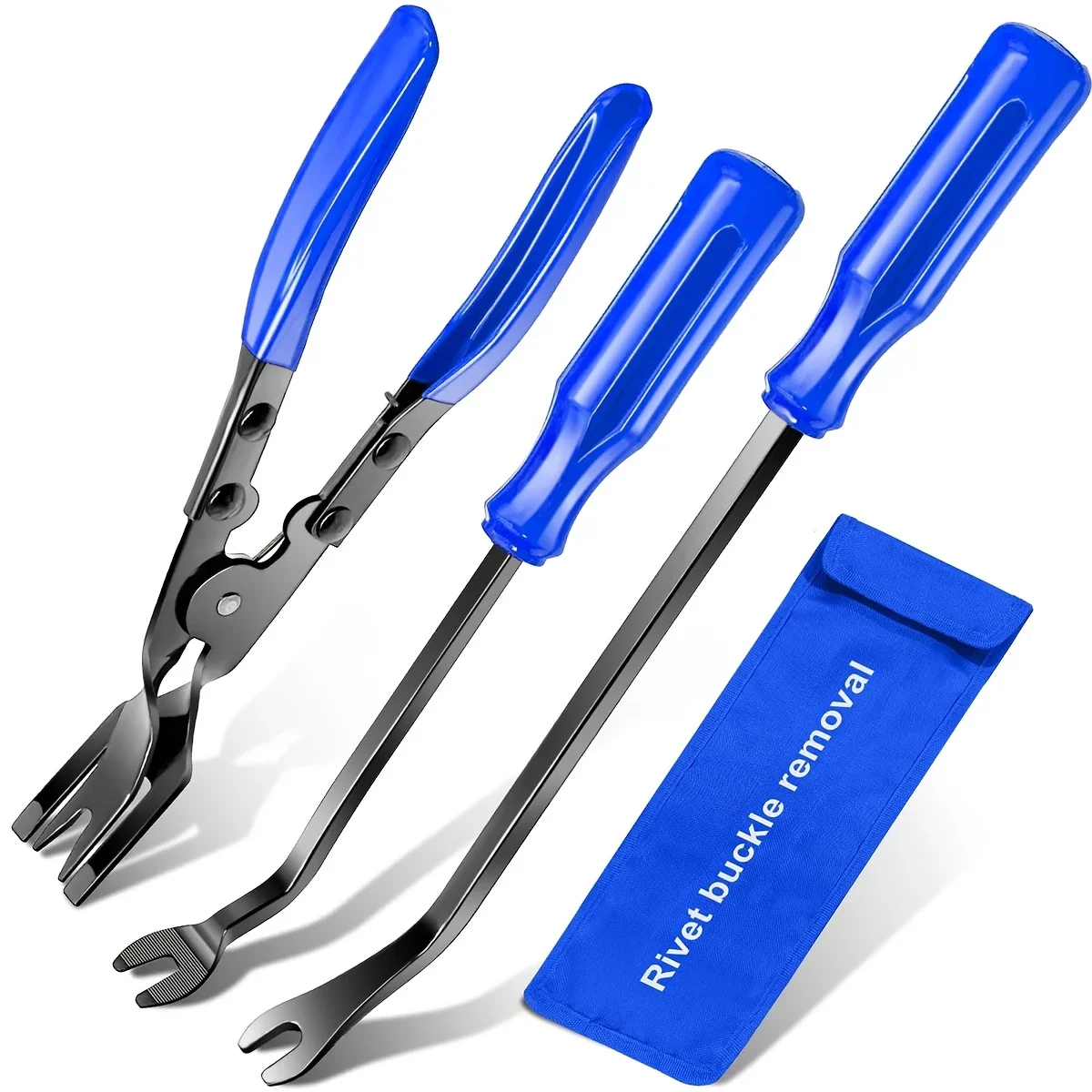 4Pcs Auto Clip Pliers Set and Fastener Remover, Car Trim Rivet Removal Pry Tool Repair Kit with Storage Bag for Automotive Door.