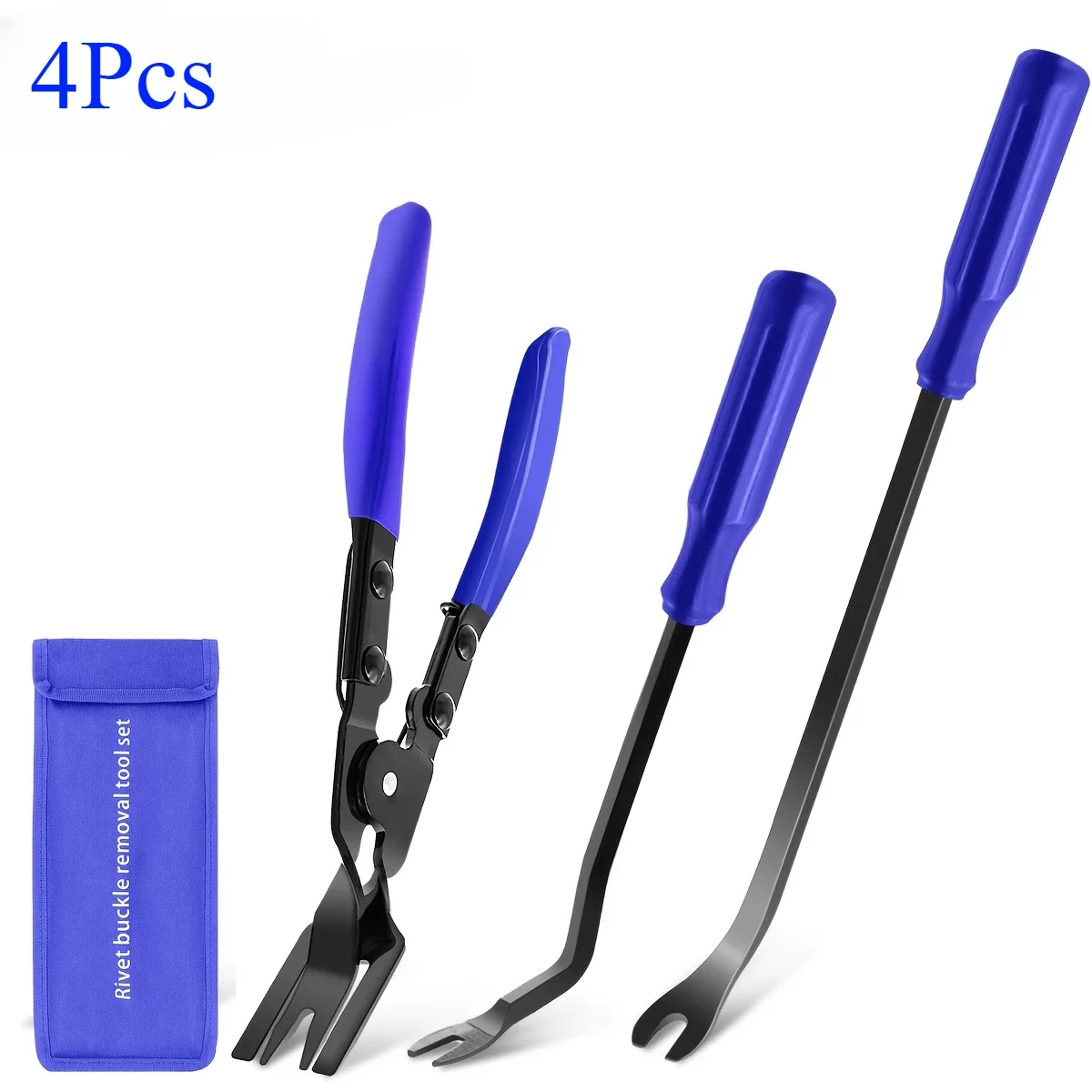 4Pcs Auto Clip Pliers Set and Fastener Remover, Car Trim Rivet Removal Pry Tool Repair Kit with Storage Bag for Automotive Door. thumbnail 2