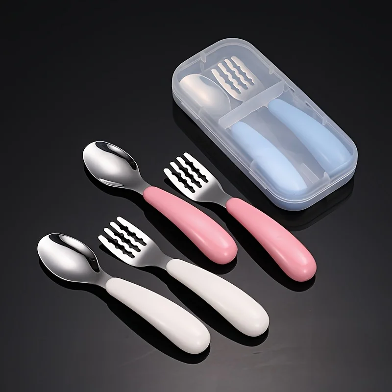 3 PCS Toddler Utensils Stainless Steel Fork And Spoon Safe Baby Silverware Set, Kid Safe Utensils Children's Flatware Kids Cutle
