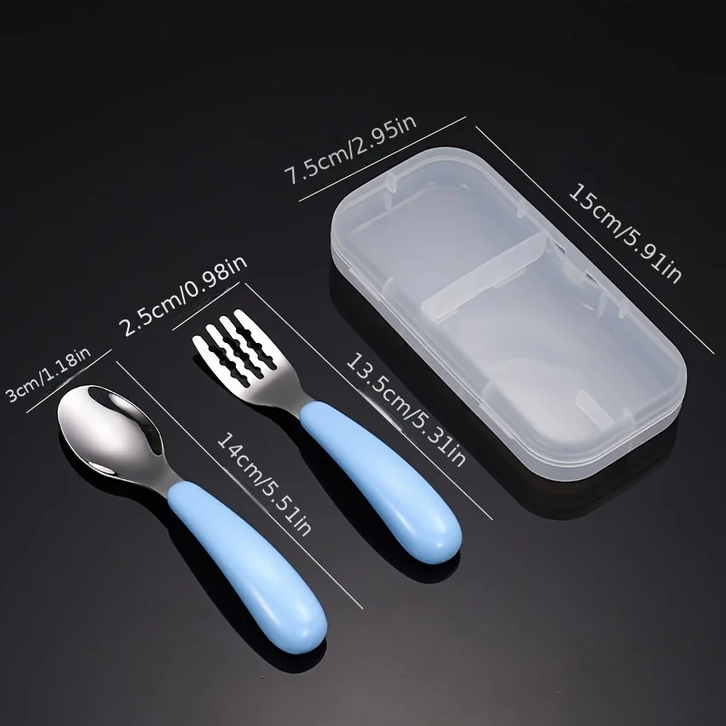 3 PCS Toddler Utensils Stainless Steel Fork And Spoon Safe Baby Silverware Set, Kid Safe Utensils Children's Flatware Kids Cutle thumbnail 2