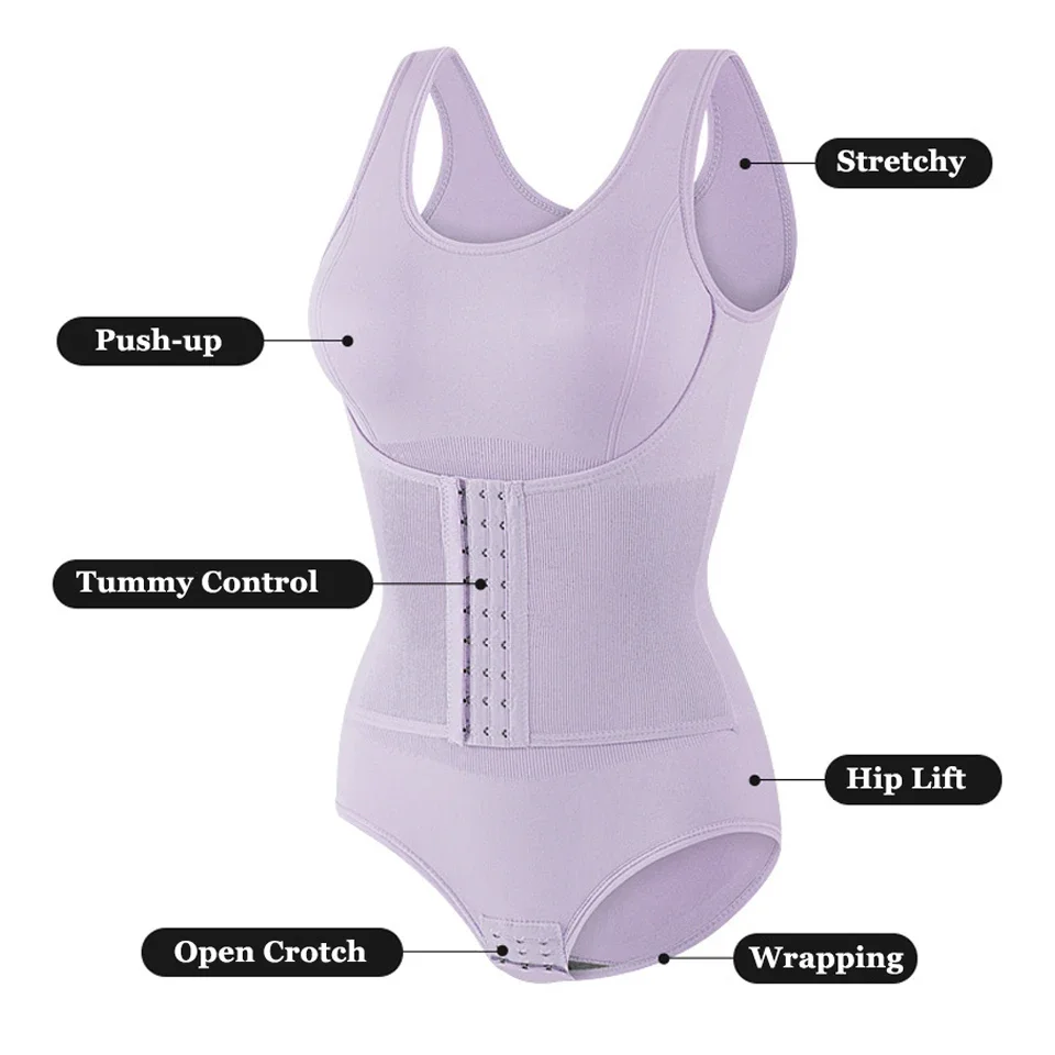 2025 New Bodysuit Shapewear with Zipper Belt Women Tummy Control Fajas Body Shaper Waist Trainer Slimming Cincher Corset Tops thumbnail 3