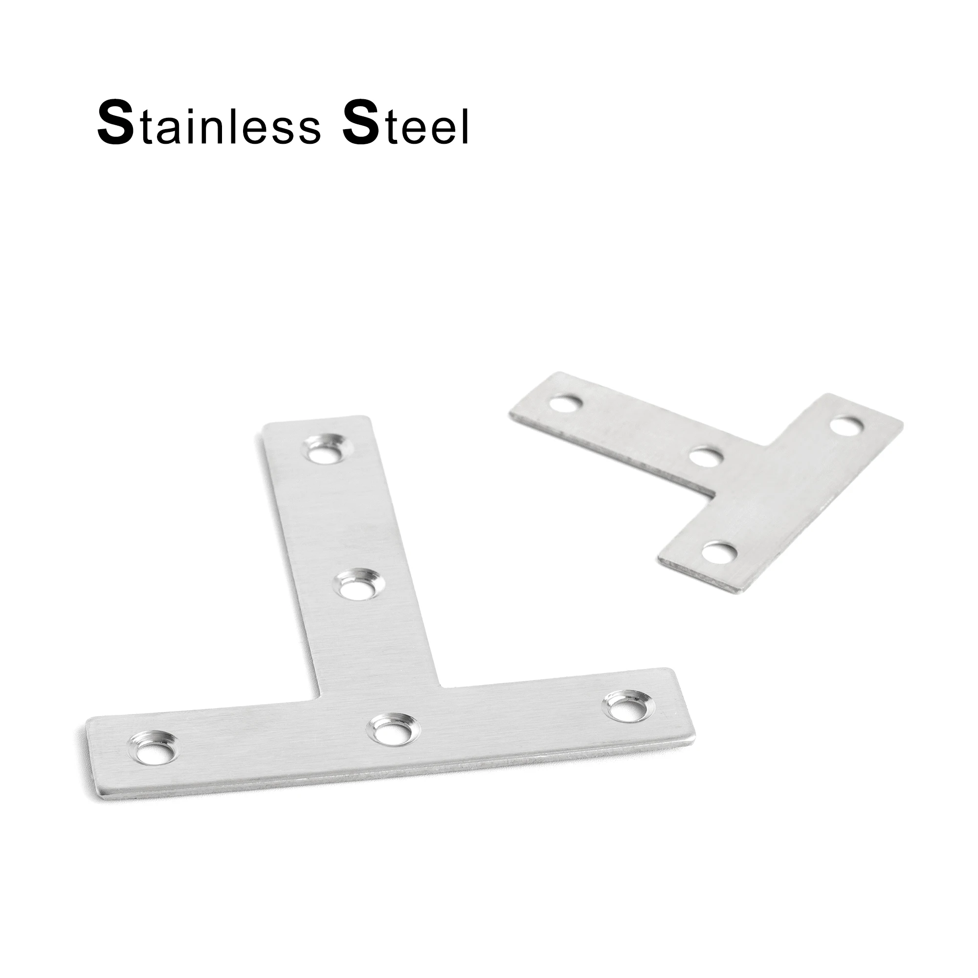 Stainless Steel T-Shap Straight Brace Brackets Mending Joining Plates Repair Fixing Heavy Duty Brackets thumbnail 4