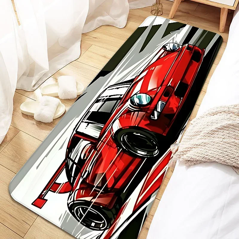 VIKAMA Cool Racing Carpet Non-Slip Soft Bedroom Bedside Rugs Window Blankets Corridor Aisle Floor Mats Home Decoration