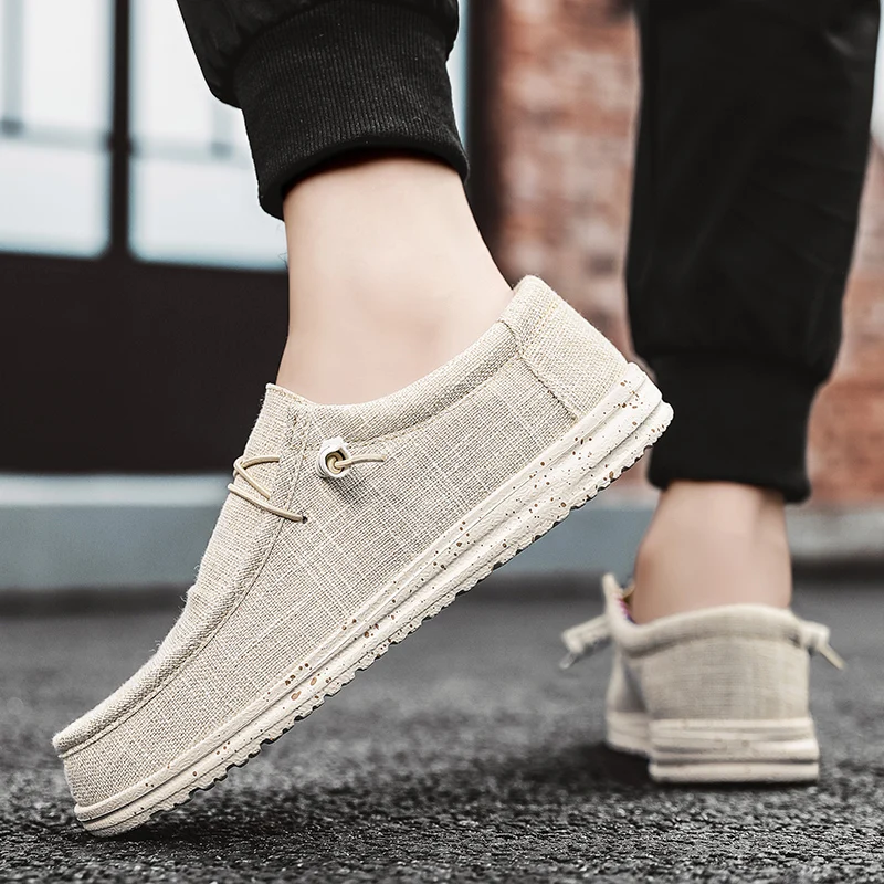 Men Shoes Casual Canvas Loafers Shoes Light Breathable Flats Leisure Male Vulcanized Shoes Walking Sneakers Plus Size 39-46 thumbnail 2