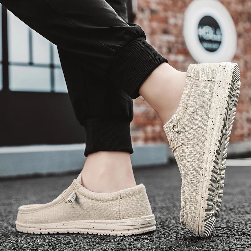 Men Shoes Casual Canvas Loafers Shoes Light Breathable Flats Leisure Male Vulcanized Shoes Walking Sneakers Plus Size 39-46 thumbnail 3
