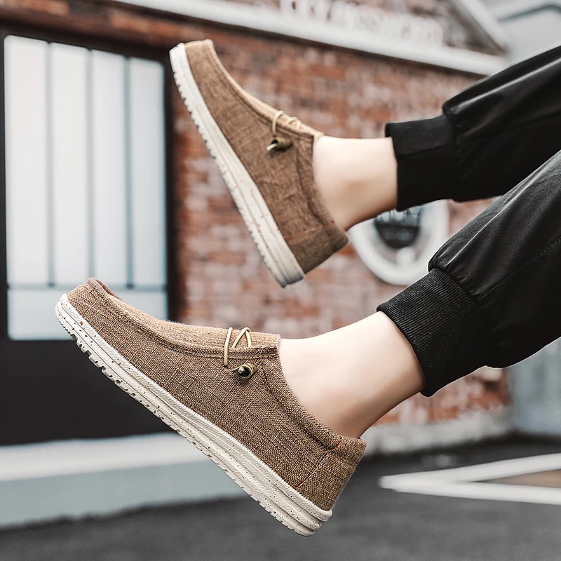 Men Shoes Casual Canvas Loafers Shoes Light Breathable Flats Leisure Male Vulcanized Shoes Walking Sneakers Plus Size 39-46 thumbnail 5