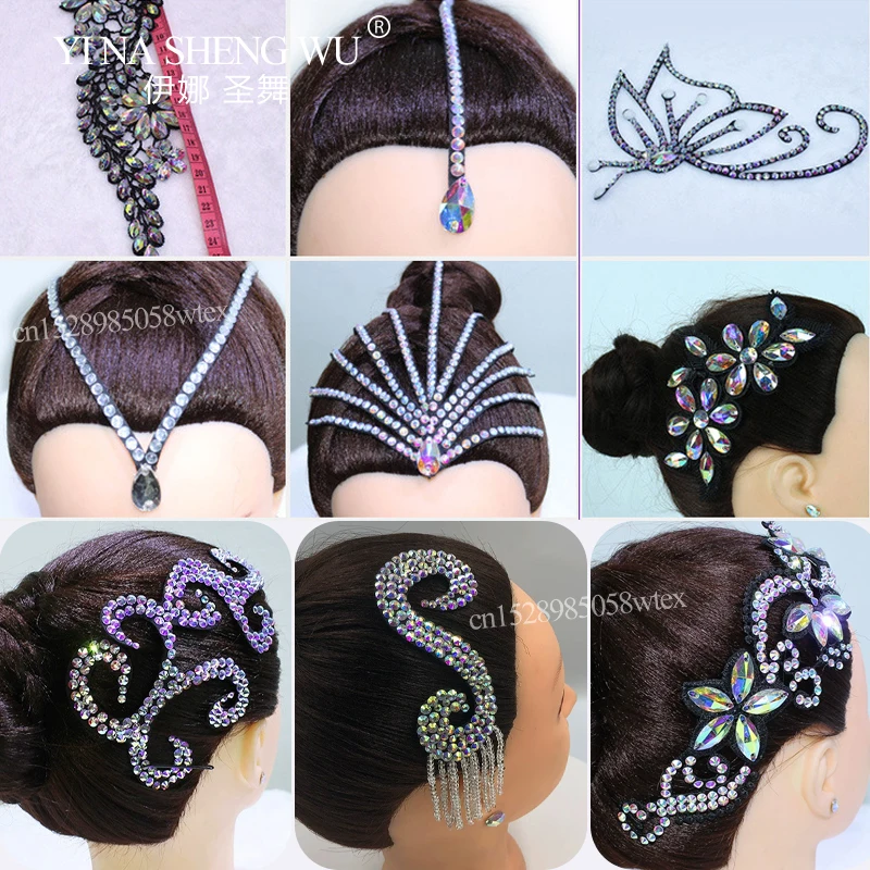 Girls Dance Hair Accessories National Standard Latin Dance Headwear Professional Latin Tango Performance Competition Headwear