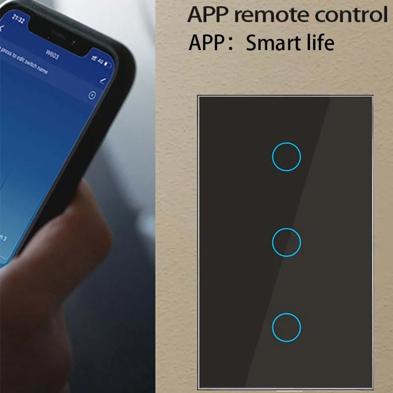 Wifi smart switch Suitable for EWelink App Bluetooth RF Alexa Google voice control No neutral wire Install Touch light switch thumbnail 2