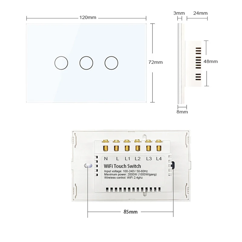 Wifi smart switch Suitable for EWelink App Bluetooth RF Alexa Google voice control No neutral wire Install Touch light switch thumbnail 5