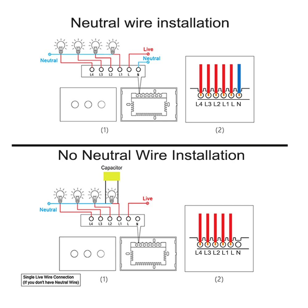 Wifi smart switch Suitable for EWelink App Bluetooth RF Alexa Google voice control No neutral wire Install Touch light switch thumbnail 6