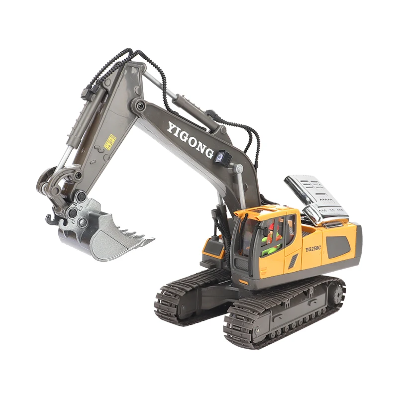 RC Alloy Remote Control Excavator Toy Engineering Vehicle Children's Charging Model Car Playset for Kids Boy Gifts thumbnail 6