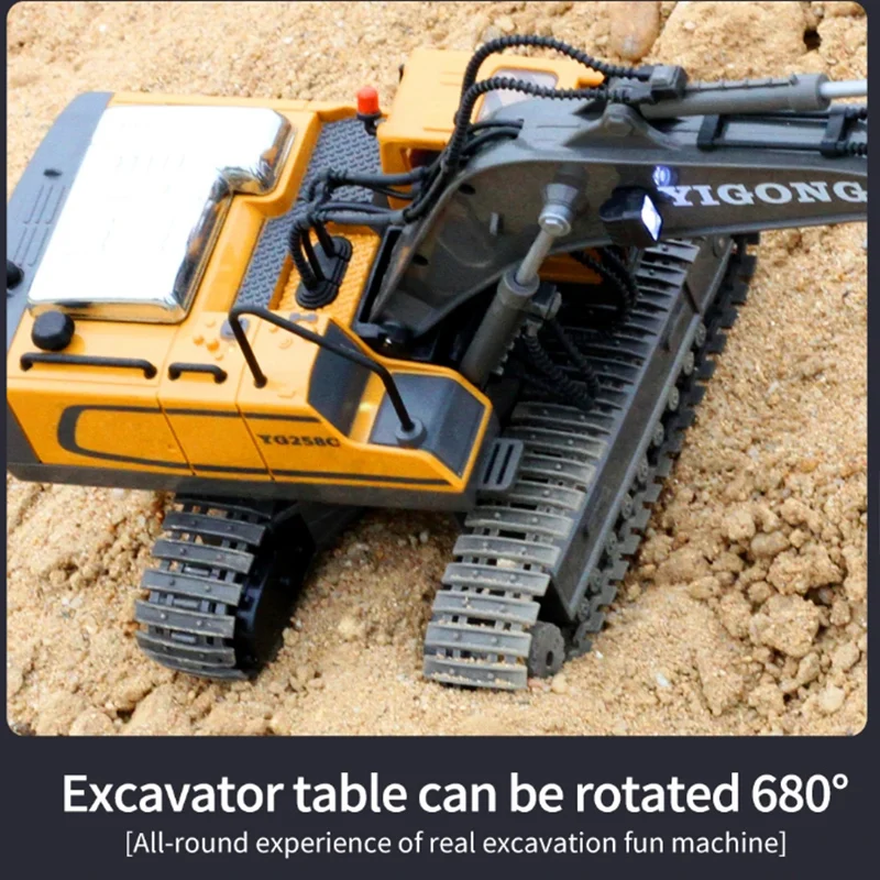RC Alloy Remote Control Excavator Toy Engineering Vehicle Children's Charging Model Car Playset for Kids Boy Gifts thumbnail 5