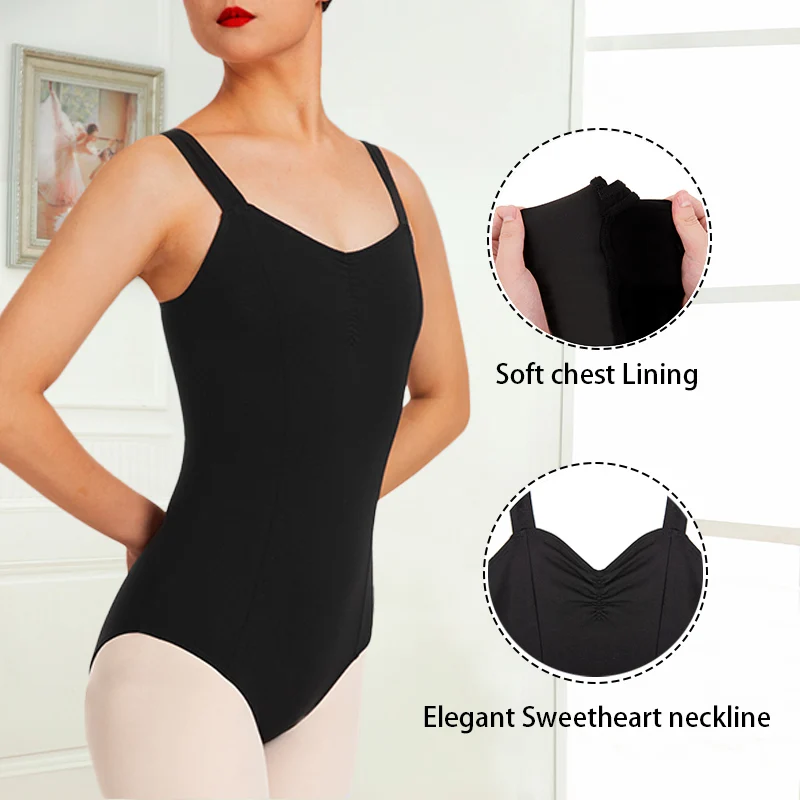Women's Classical Halter Dance Leotards Elegant Sweetheart Neckline Ballet Leotard for With Full Front Lining for Team Training