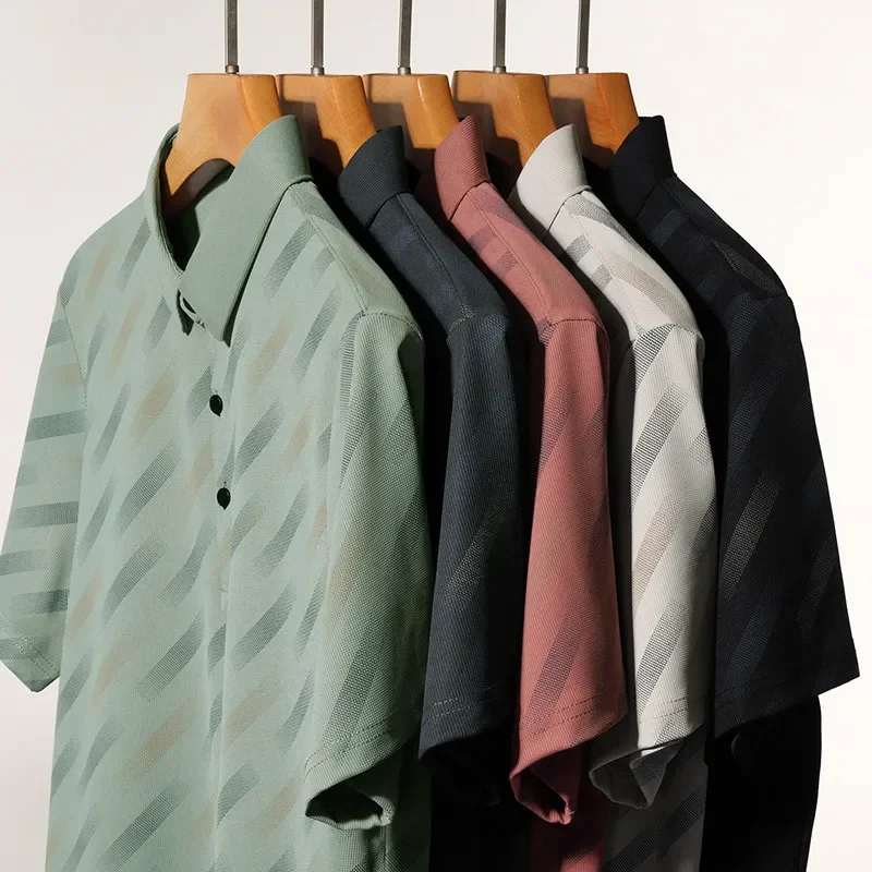 2025 New Men's Business Casual Short Sleeved Printed Polo Shirt Fashionable Breathable Comfortable and Versatile Top thumbnail 6