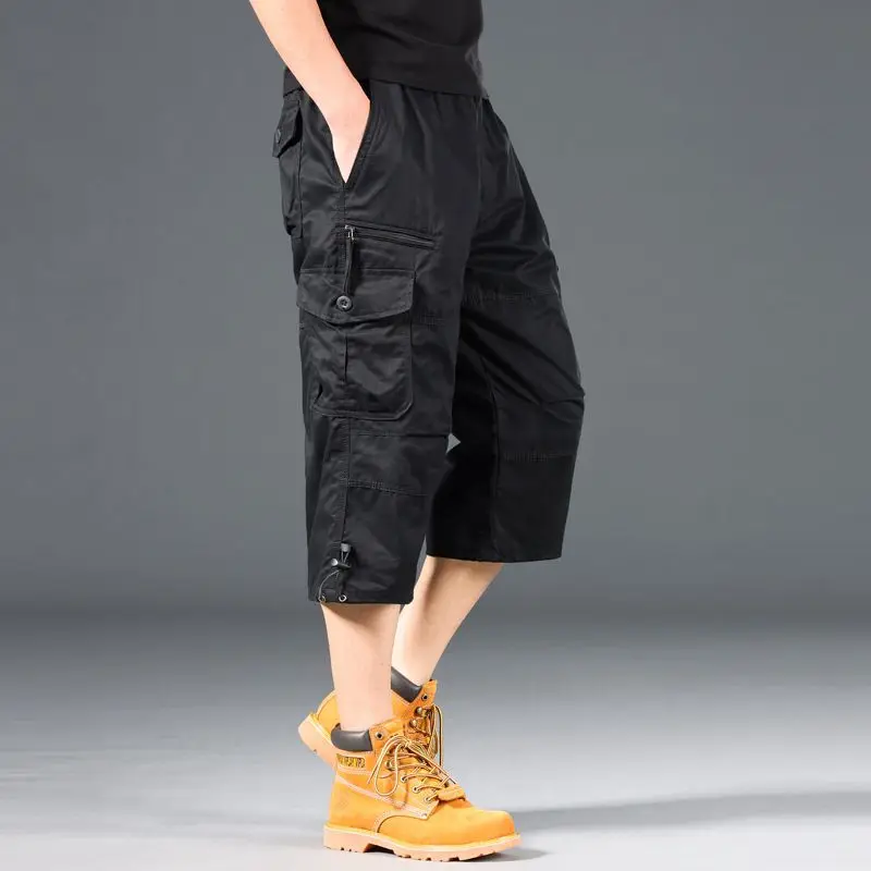 Summer outdoor multi pocket workwear shorts for men, plus fat plus plus size casual cropped pants, pure cotton sports mid length thumbnail 2