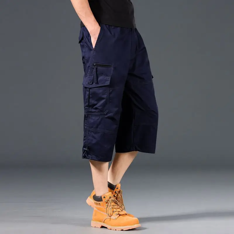 Summer outdoor multi pocket workwear shorts for men, plus fat plus plus size casual cropped pants, pure cotton sports mid length thumbnail 6