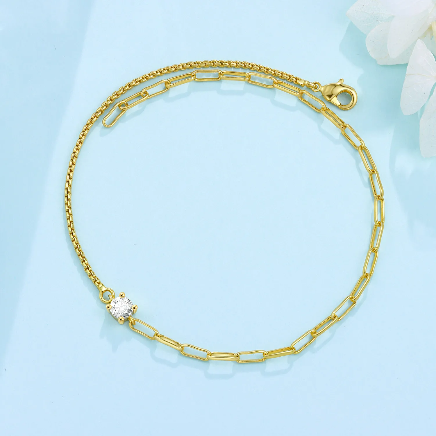 Orstarry S925 Sterling Silver Summer Minimalist Asymmetrical Chain Anklets Women Lady Ankle Bracelet Prom Foot Party Jewelry thumbnail 4