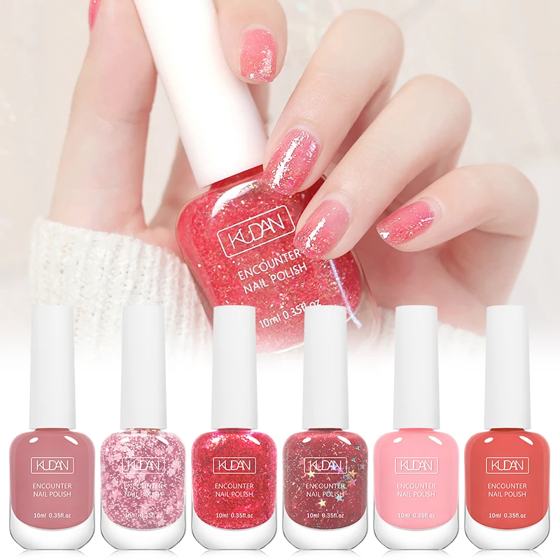 KUDAN 6Pcs Water-Based Nail Polish Set 10ml Nude Red Pink Peel-Off Air-Dry Nail Art Polish Kit Manicure No Need Lamp thumbnail 3