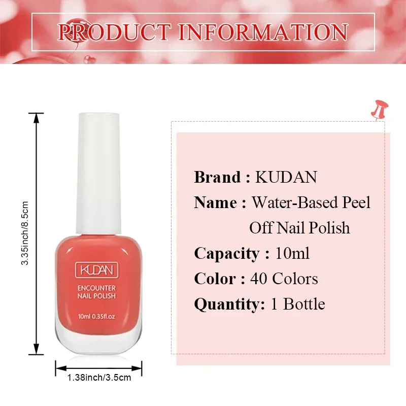 KUDAN 6Pcs Water-Based Nail Polish Set 10ml Nude Red Pink Peel-Off Air-Dry Nail Art Polish Kit Manicure No Need Lamp thumbnail 6