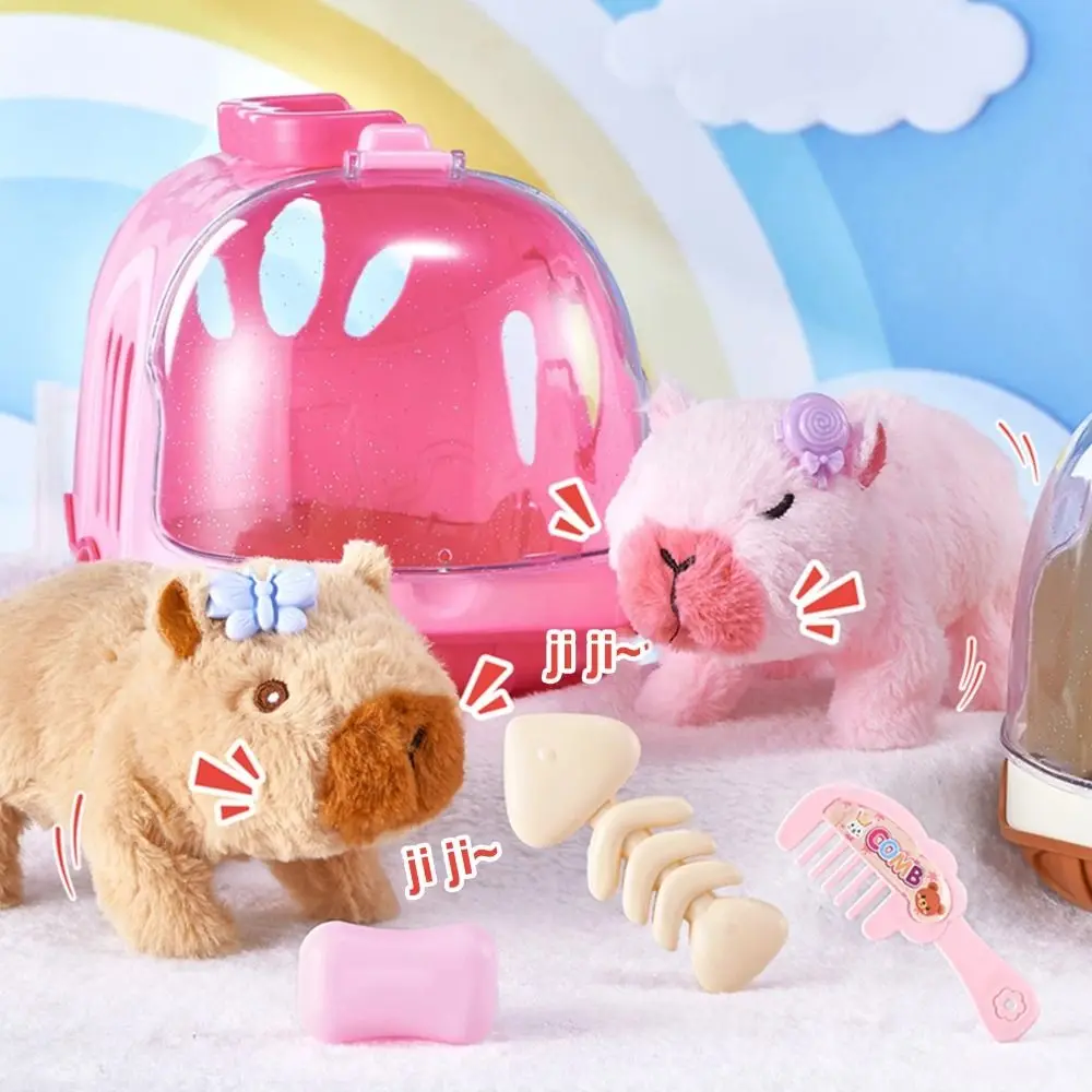 Rechargeable Electric Capybara Toy with Sound Cute Plush Capybara Figure Set Mouth Moving Interactive Capybara Walking Doll thumbnail 5