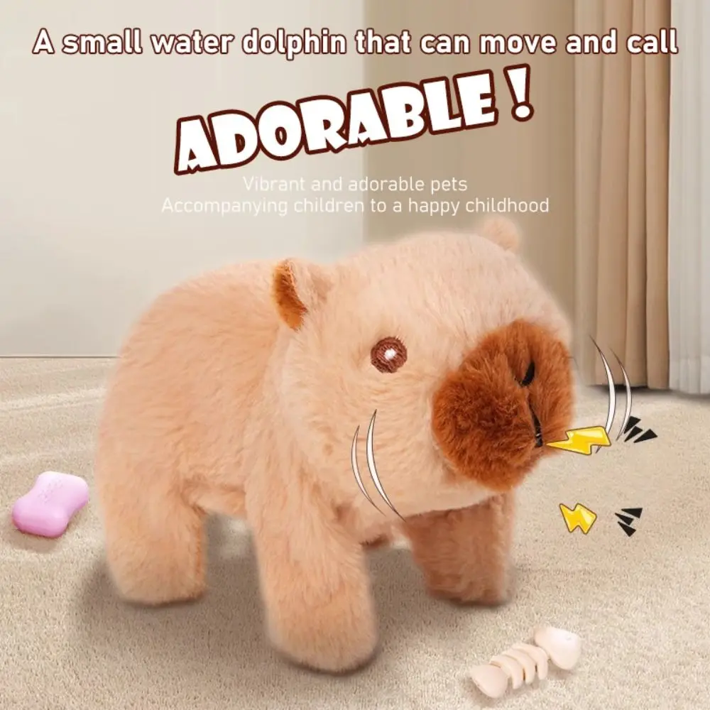 Rechargeable Electric Capybara Toy with Sound Cute Plush Capybara Figure Set Mouth Moving Interactive Capybara Walking Doll thumbnail 4