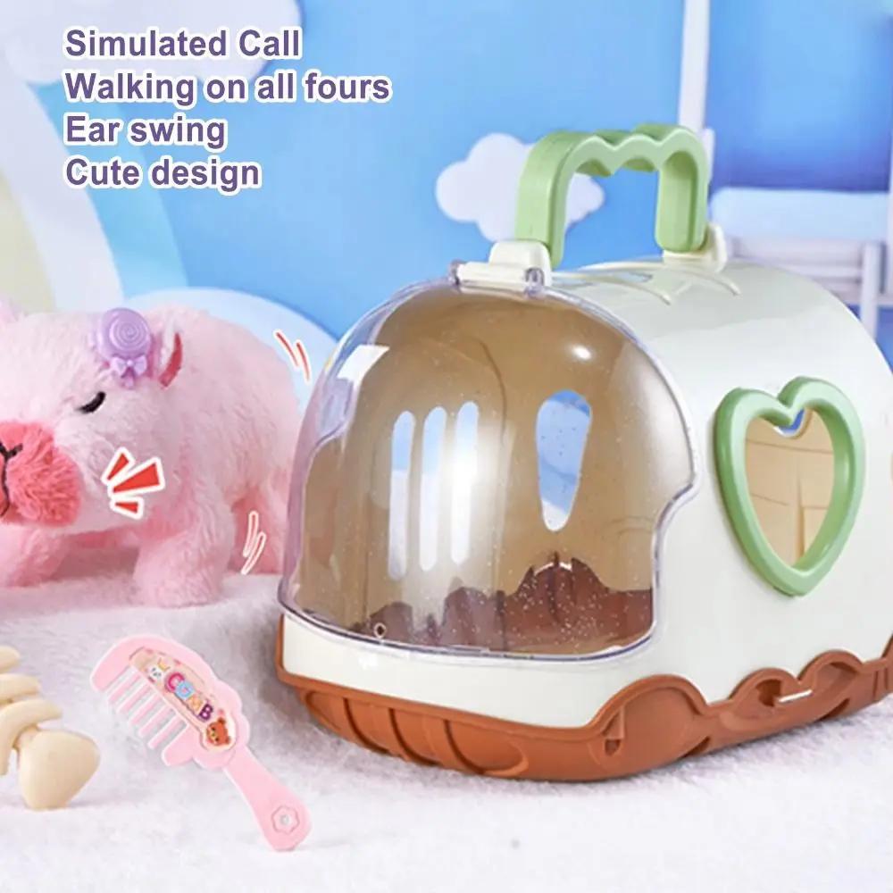 Rechargeable Electric Capybara Toy with Sound Cute Plush Capybara Figure Set Mouth Moving Interactive Capybara Walking Doll thumbnail 3