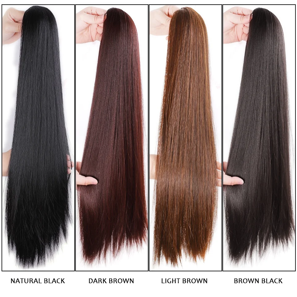 18Inch Synthetic Straight Claw Clip On Ponytail Hair Extension  Ponytail Extension Hair For Women Pony Tail Hair Hairpiece thumbnail 2